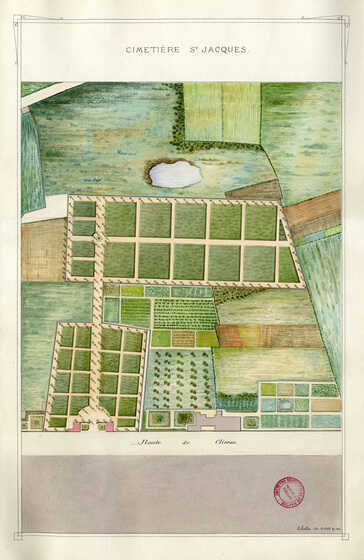 Plan du cimetière Saint-Jacques dans les années 1870