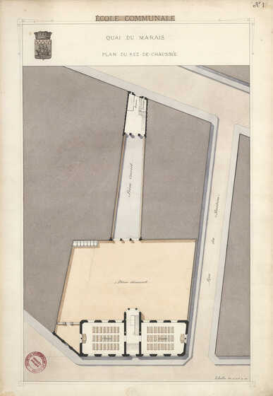 Plan masse de l’école du Marais extrait de l’atlas de l’Exposition universelle de Paris