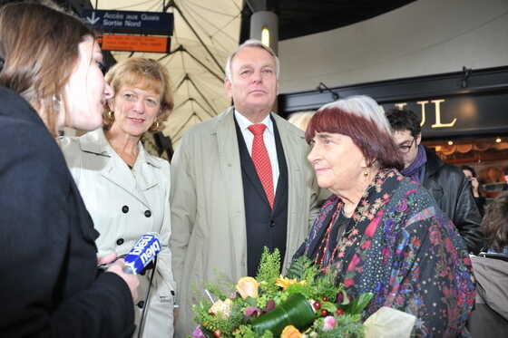 Agnès Varda à l’inauguration de l’exposition Un nantais nommé Jacques Demy présentée par la bibliothèque municipale de Nantes