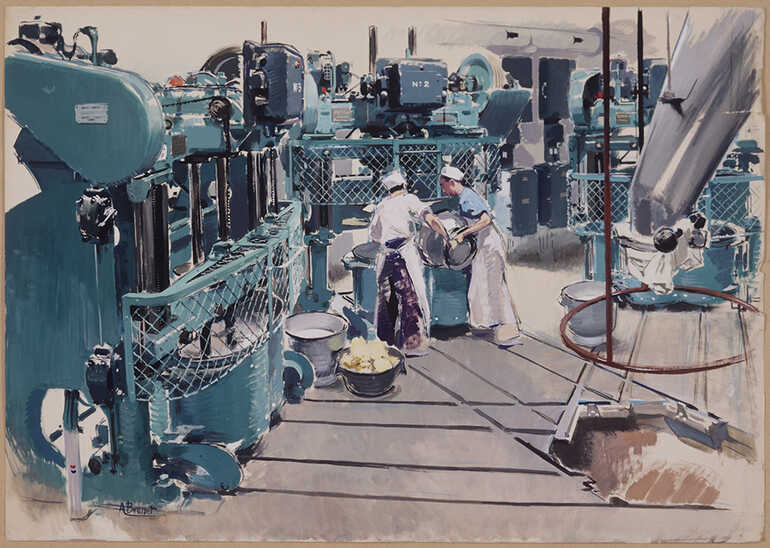 Gouache sur papier, <i>Intérieurs de l'usine LU. La fabrication de la pâte</i>