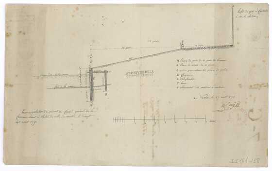 Profil du quai à construire au devant du château