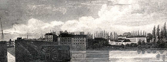 Vue du pont et de la rive sud du bras de la Madeleine