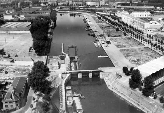 Photographie aérienne de l'écluse du canal Saint-Félix