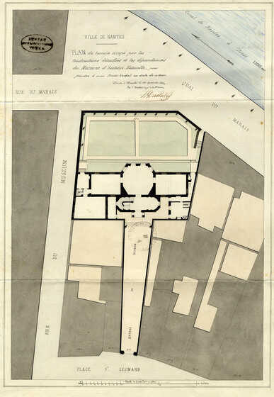 Plan du terrain occupé par les constructions et les dépendances du Muséum d’histoire naturelle par Driollet, 24 septembre 1841