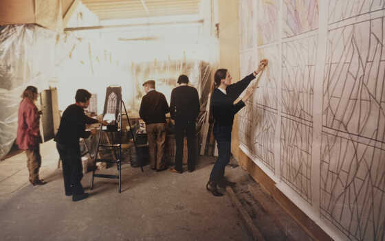 Dessin des cartons de vitraux du chœur de la cathédrale de Nantes