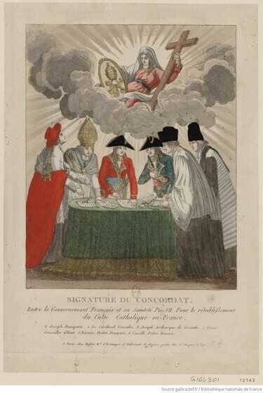 Signature du Concordat entre le gouvernement français et le pape Pie VII, pour le rétablissement du culte catholique en France
