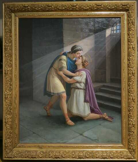 Huile sur toile,  <i> Le Baiser baptismal </i> 