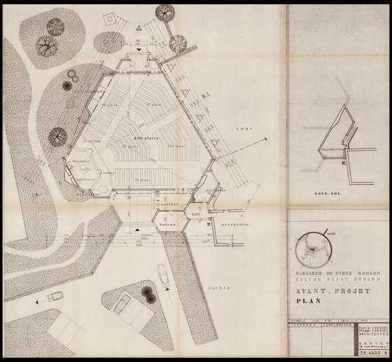 Plan de l’avant-projet de reconstruction de l'église Saint-Médard de Doulon