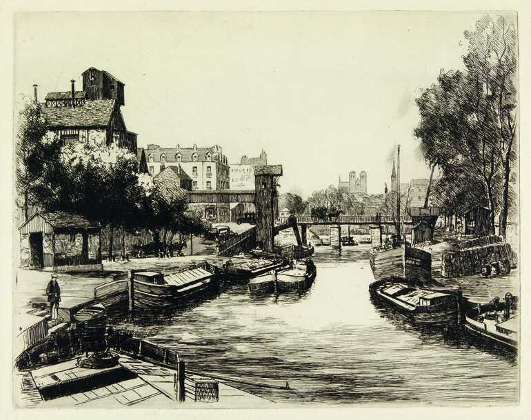 Eau-forte, <i>L'ancien pont Morand</i>