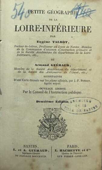 Première page de l’ouvrage « La Petite Géographie de Loire-Inférieure »
