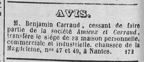 Avis paru dans l’Union bretonne du 23 janvier 1866
