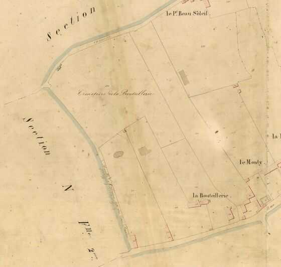 Plan cadastral parcellaire autour de la Bouteillerie, dressé en 1835
