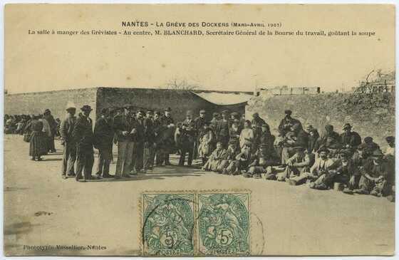 Salle à manger des grévistes durant la grève des dockers de mars-avril 1907