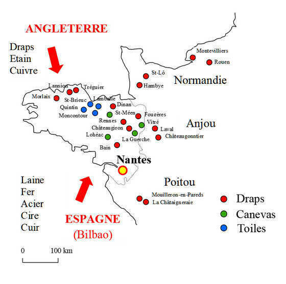 Carte illustrant le commerce atlantique