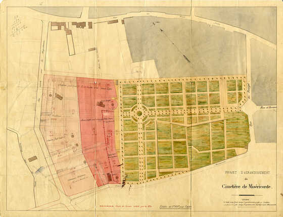 Plan du cinquième projet d’agrandissement du cimetière de la Miséricorde