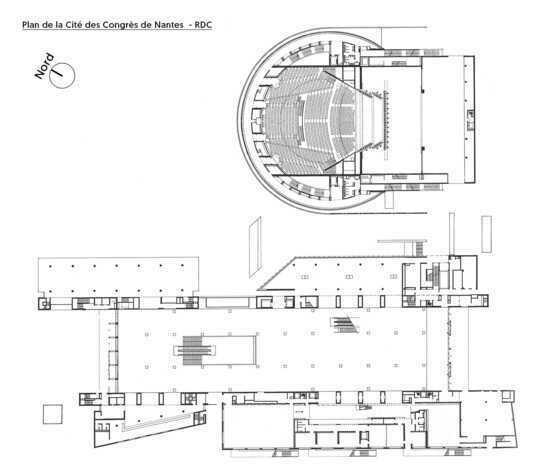 Plan du rez-de-chaussée de la Cité des Congrès de Nantes