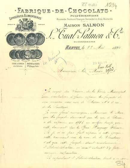 Lettre à en-tête de la Maison Salmon