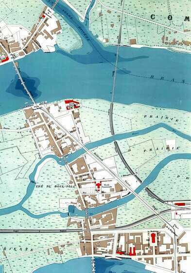 Détail du quartier des Ponts du plan du port de Nantes au 1er janvier 1889