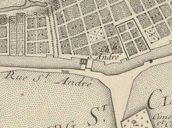 Plan Cacault centré sur la chapelle Saint André