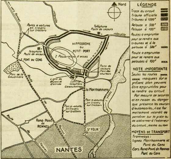 Plan du circuit du Grand Prix de 1946
