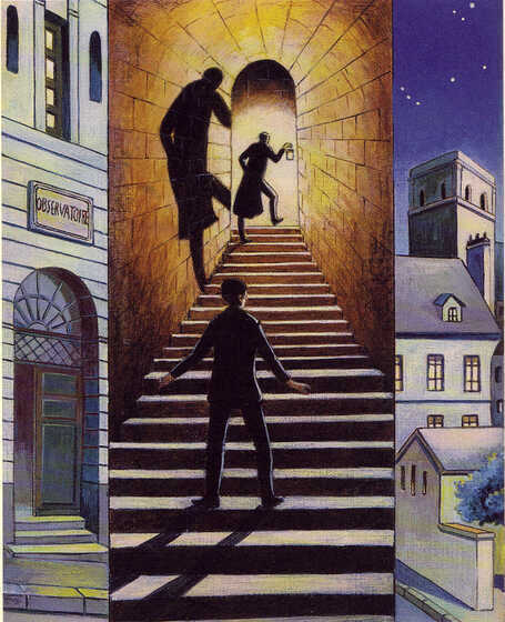 Illustration de Serge Ceccarelli pour le  livre Les Etranges Lunettes de monsieur Huette, de monsieur Olivier Sauzereau. 