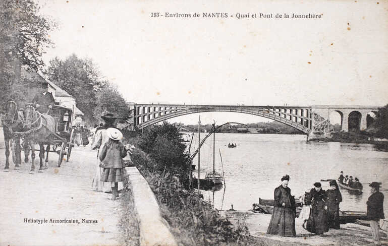 Pont de la Jonelière, construction de la passerelle, côté Nantes