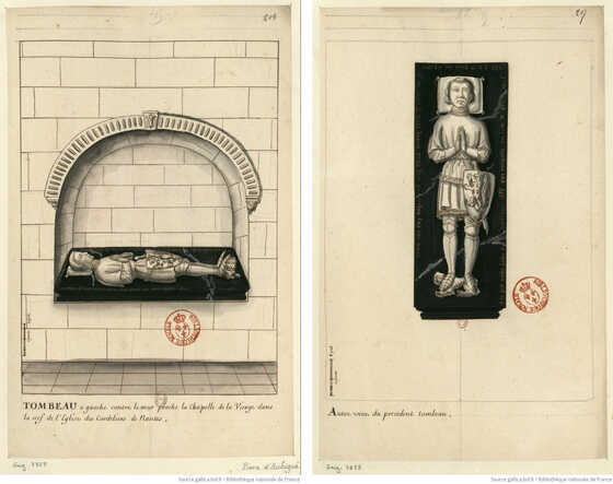 Dessin du tombeau de Pierre d’Aubigné