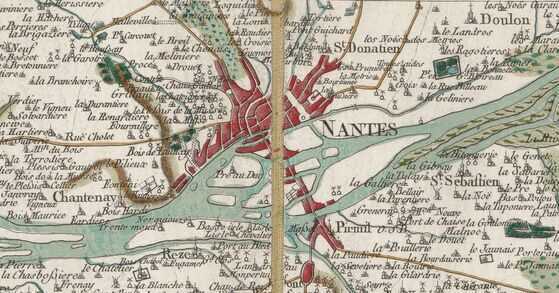 Les moulins à vent de Nantes sur la carte de Cassini