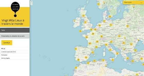 Carte interactive et collaborative « Vingt Mille Lieux » du musée Jules Verne
