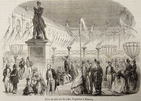 Gravure de la fête de nuit donnée à l'occasion de l'inauguration du chemin de fer, cours Napoléon