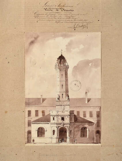 Croquis de la façade d’un marché couvert au Bouffay