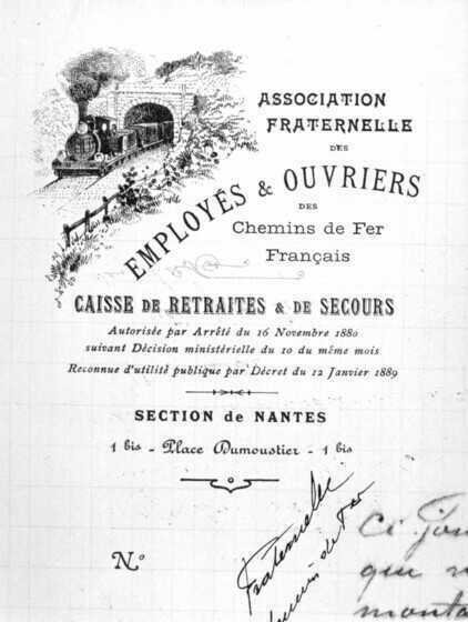 En-tête de courrier, Association fraternelle des employés et ouvriers des chemins de fer français