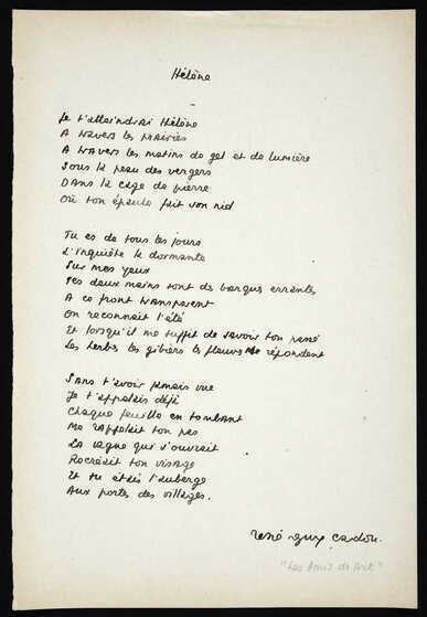 Poème, Hélène, René Guy Cadou