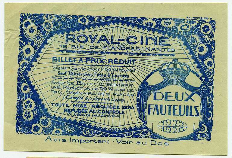 Royal-Ciné, billet d'entrée à tarif réduit