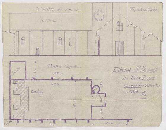 Plan de l'ancienne église Saint-Médard de Doulon