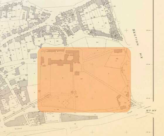 Détail du site du couvent des Oblates sur le cadastre parcellaire de la commune de Chantenay