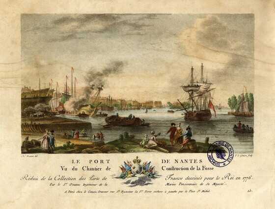 Gravure des chantiers de construction navale de la Fosse