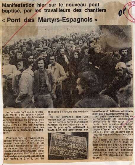 Article de Ouest-France sur la manifestation des ouvriers du 2 octobre 1975