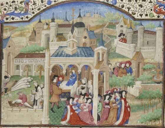 Représentation de la peste à Florence dans le « Décaméron » de Boccace.