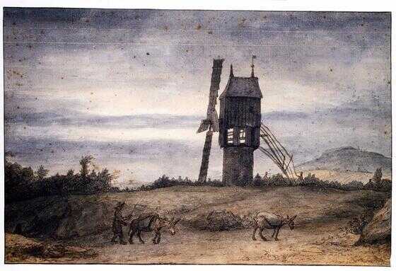 Représentation d’un moulin turquois à Vieillevigne par Lambert Doomer