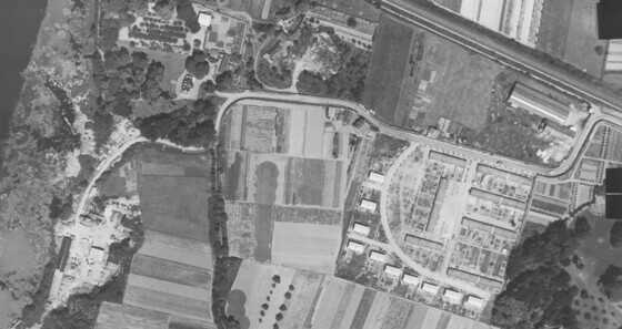 Photographie arérienne de la cité de Port-Durand, détail