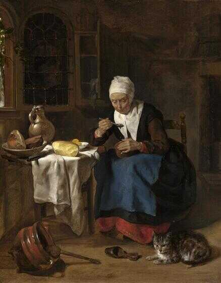 « Vieille femme mangeant du porridge », Gabriel Metsu (1656)