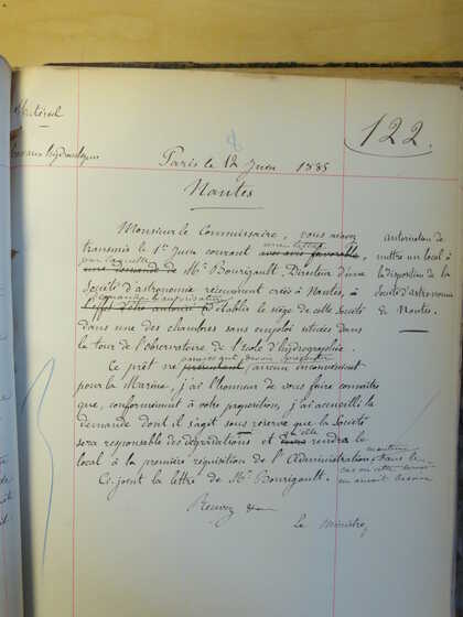 Accord du ministre de la Marine et des Colonies, 12 juin 1885