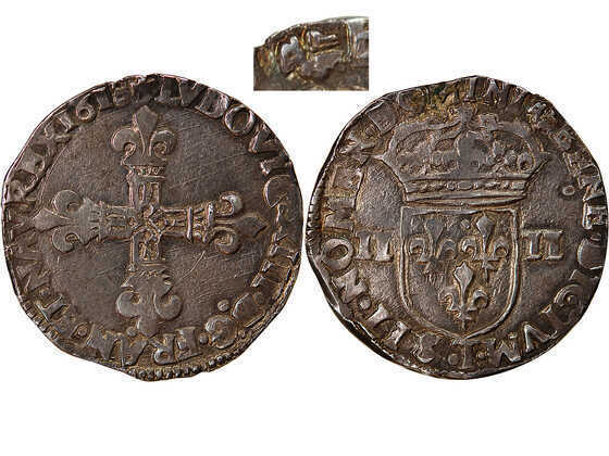 Quart d’écu d’argent frappé à Nantes à partir de mai 1618
