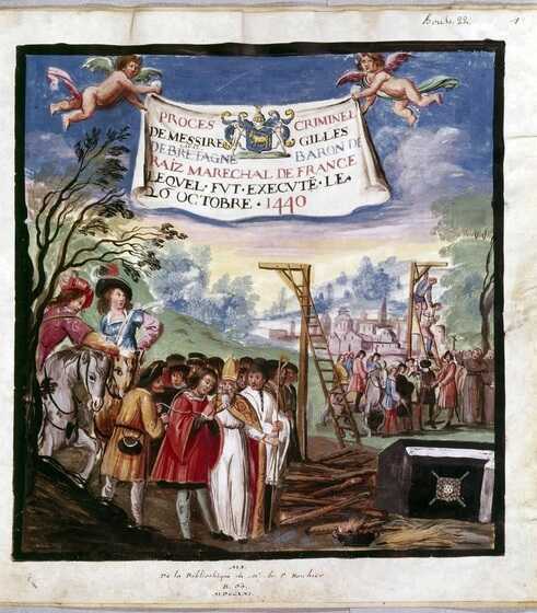 Miniature du 16e siècle représentant l’exécution de Gilles de Rais