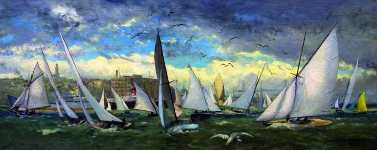 Huile sur toile, <i>Les régates de Trentemoult</i>
