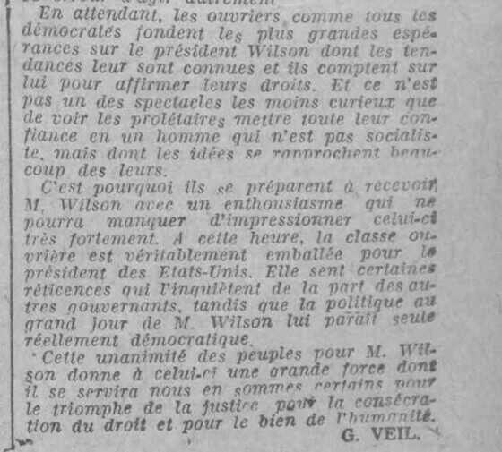 Extrait du « Populaire » du 8 décembre 1918