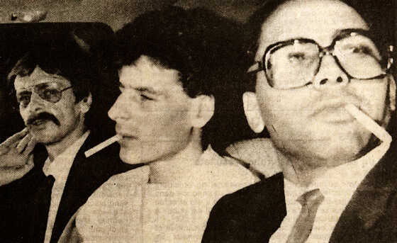 Georges Courtois, Abdelkarim Khalki et Patrick Thiolet après leur reddition, le 20 décembre 1985