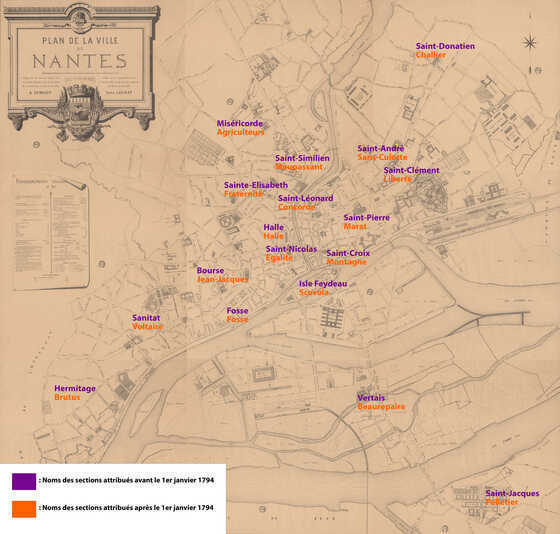 Noms des sections de Nantes avant et après le 1er janvier 1794