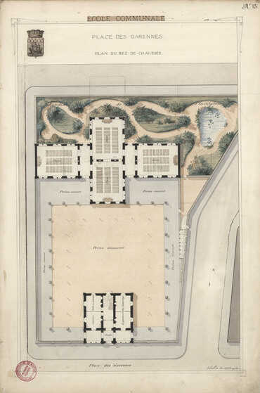 Plan masse de l’école de garçons des Garennes extrait de l’atlas de l’Exposition universelle de Paris